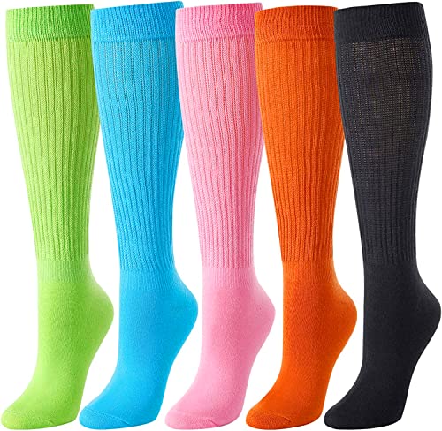 5 Pairs Fun Cute Colorful Slouch Socks for Women Girls, Cotton Long High Tube Socks, Scrunch Socks Women, Fashion Vintage 80s Gifts, 90s Gifts - Image 2