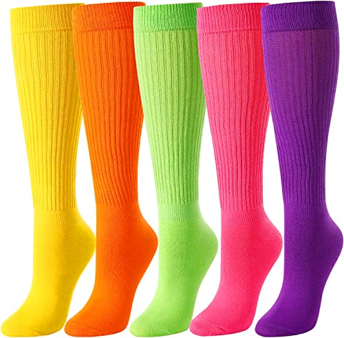 5 Pairs Fun Cute Colorful Slouch Socks, Scrunch Socks for Women, Extra Tall Cotton Long High Tube Socks, Fashion Vintage 80s, 90s Gifts - Image 2