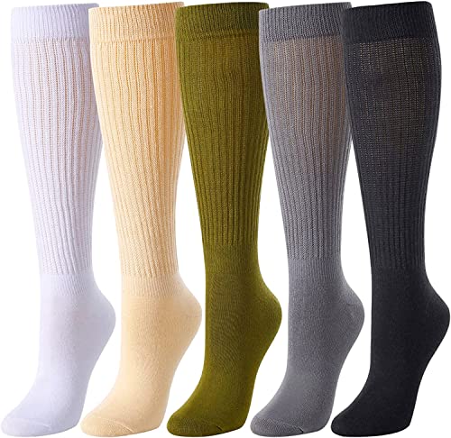 Fun Cute Colorful Slouch Socks For Women Girls, Scrunch Socks Women, Cotton Long High Tube Socks Extra Tall Heavy Socks, Fashion Vintage 80s Gifts, 90s Gifts 5 Pairs - Image 2