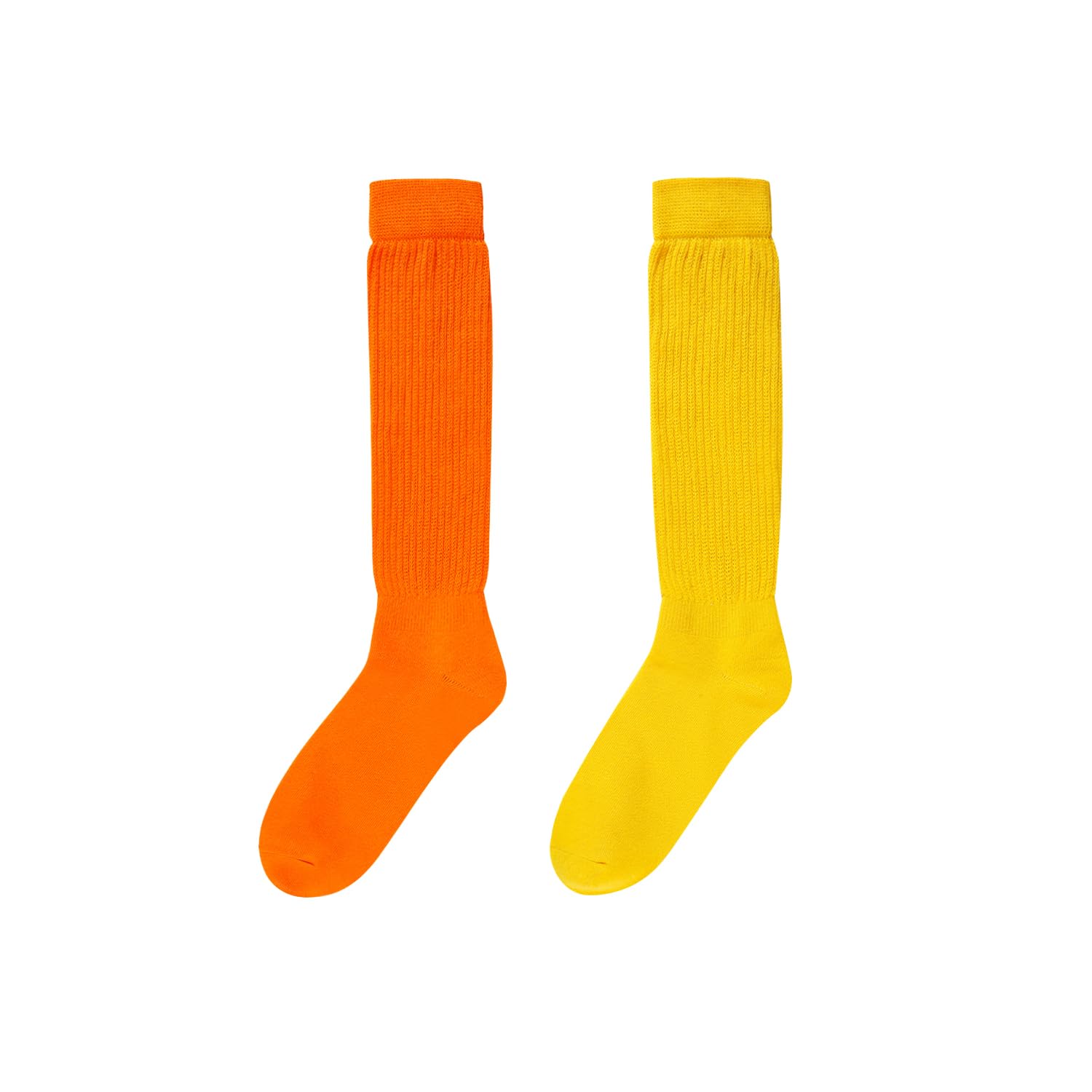 Zmart Slouch Socks for Women Girls - Scrunch Socks for Women Pack, Long High Tube High Socks Orange Yellow 2 Pairs - Image 3