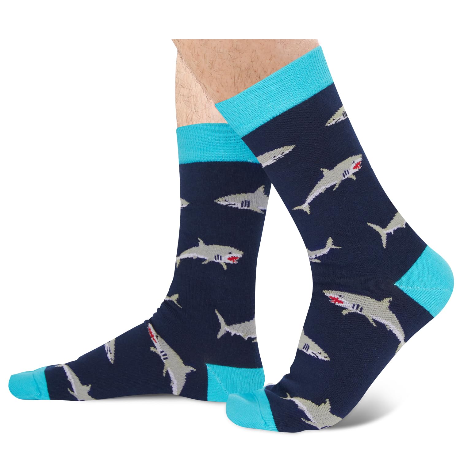 HAPPYPOP Shark Gifts for Boys - Silly Shark Socks Adult 4 Pack, Ocean Socks for kids Boys 13-18 Years - Image 2