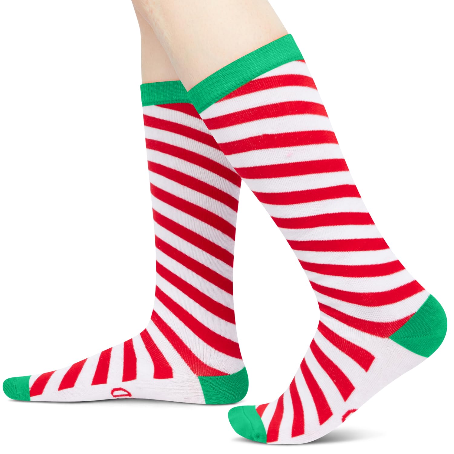 Christmas Gifts Stocking Socks for Teen Girls - Christmas Knee High Light Up Santa Reindeer Twisted Socks, Stocking with Greeting Card for Kids 4 Pack - Image 3