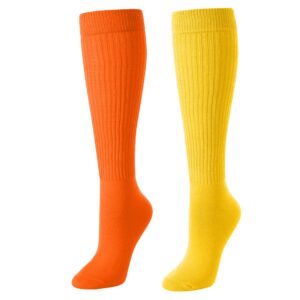 Alternative view of Zmart Slouch Socks for Women Girls - Scrunch Socks for Women Pack, Long High Tube High Socks Orange Yellow 2 Pairs