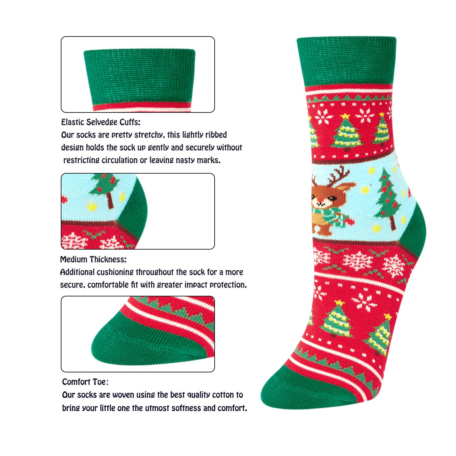 Christmas Gifts Stocking Socks for Girls Boys - Secret Santa Socks Xmas Stocking Stuffers for Little Kids, 4 Pack of Christmas Socks - Image 3
