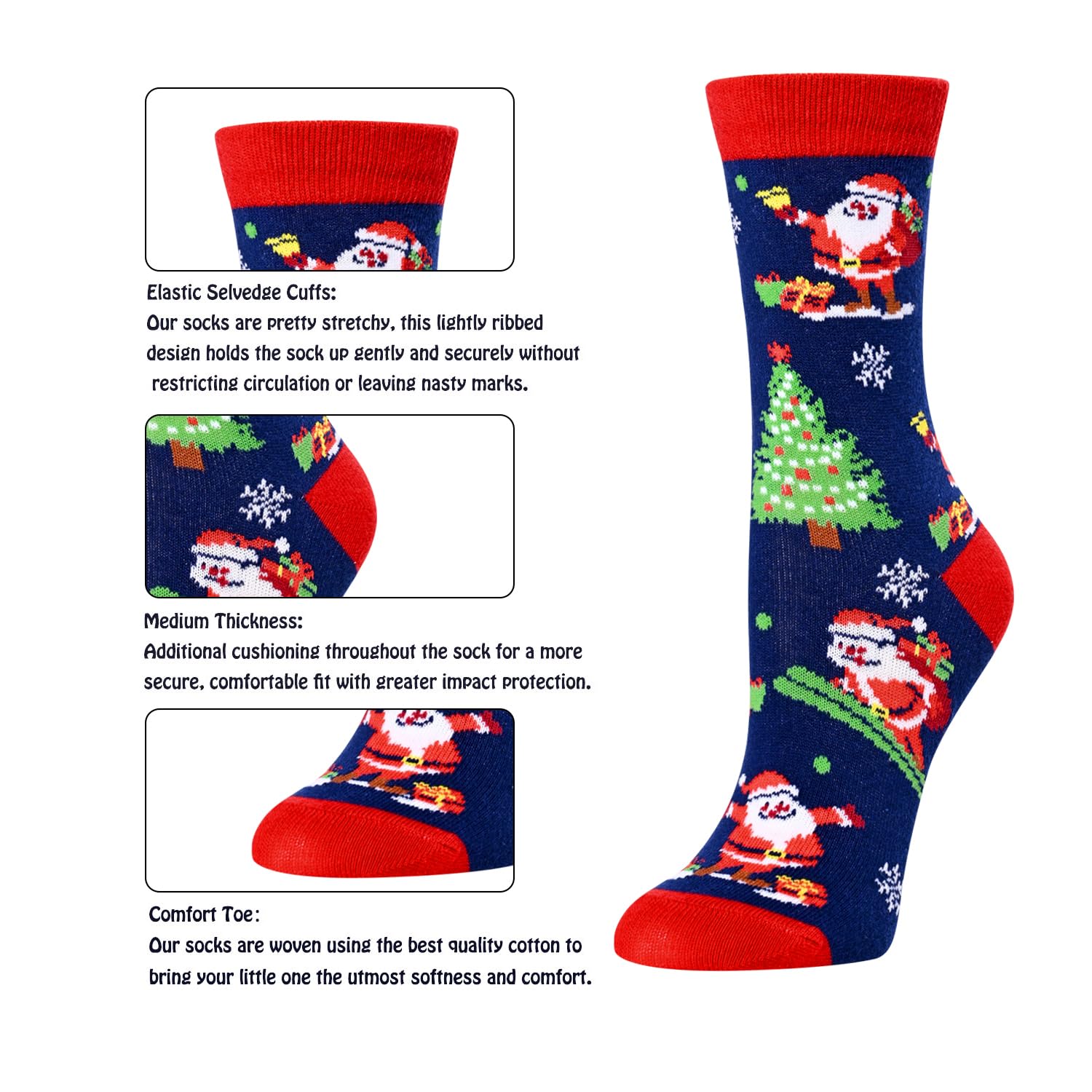 Christmas Gifts Stocking Socks For Girls Boys - Secret Santa Socks For Kids, Xmas Stocking 4 Pack - Image 4