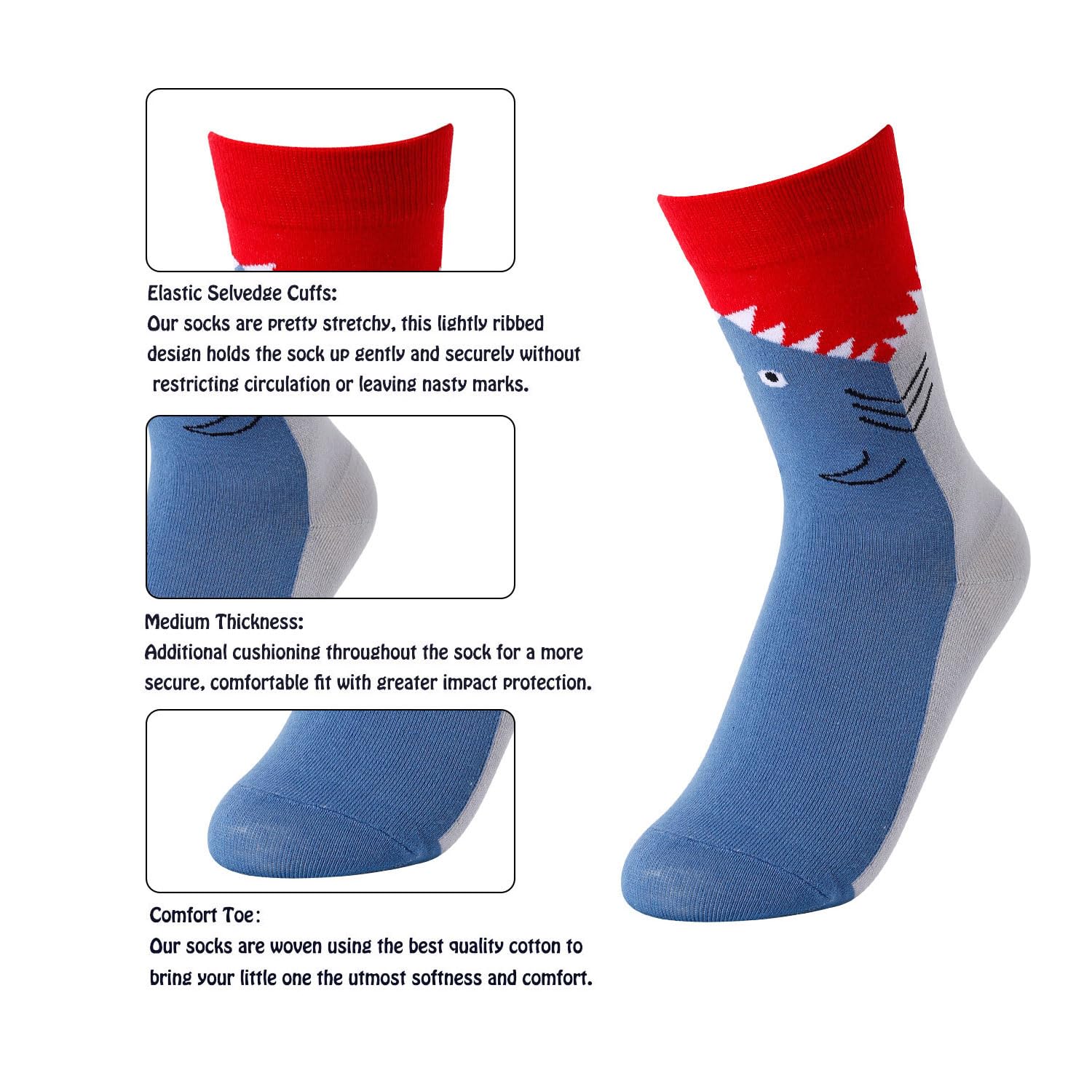 HAPPYPOP Silly Socks for Kids - Shark Gifts Adult 4 Pack, Octopus Turtle Socks for Teen Boys 4-6 Years - Image 4