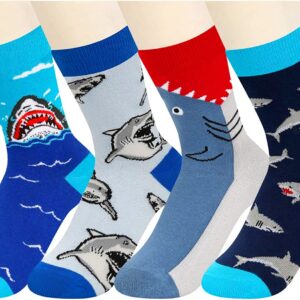 Alternative view of Shark Gifts for Boys - Crazy Shark Socks Kids, Funny Ocean Silly Socks for kids Boys 10-12 Year Old 4 Pack