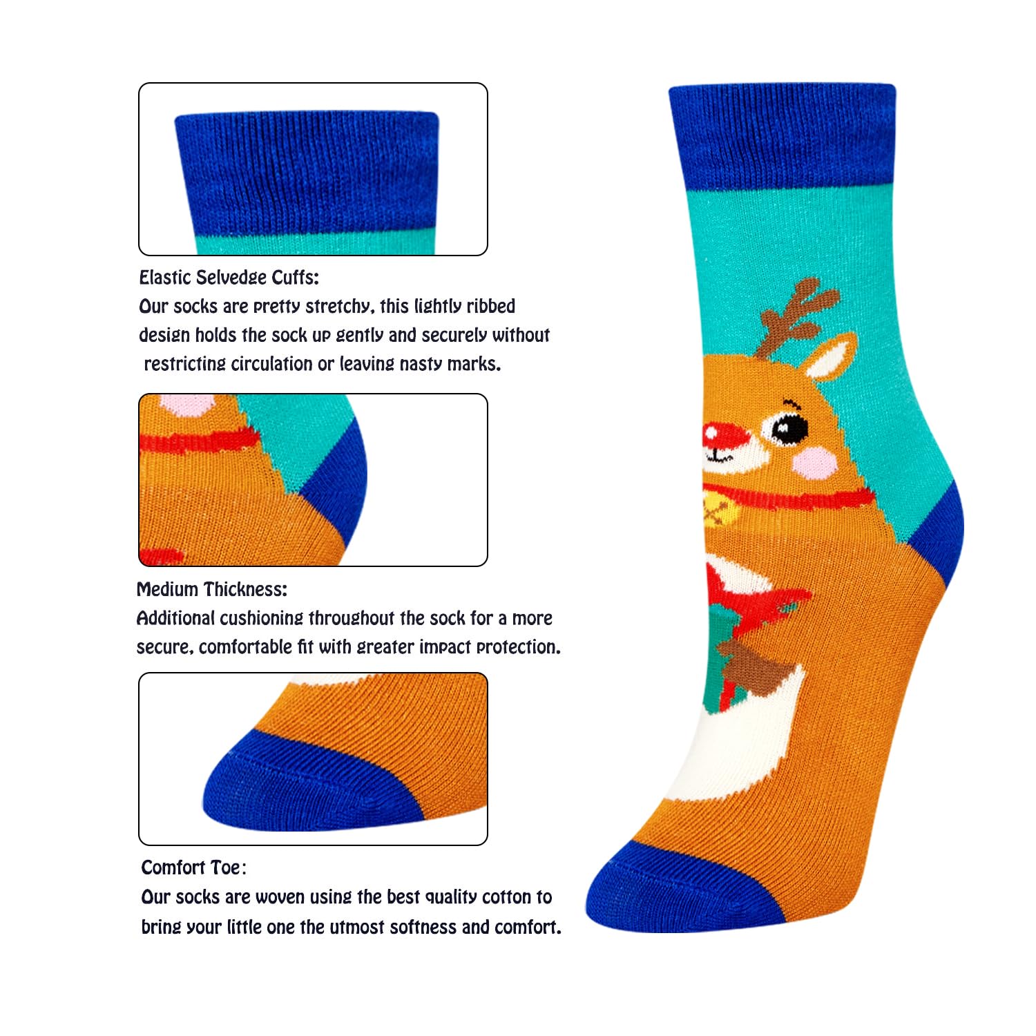 Christmas Gifts Stocking Socks for Kids - Secret Santa Socks Xmas Stocking Stuffers for Girls Boys, 4 Pack of Christmas Socks - Image 3