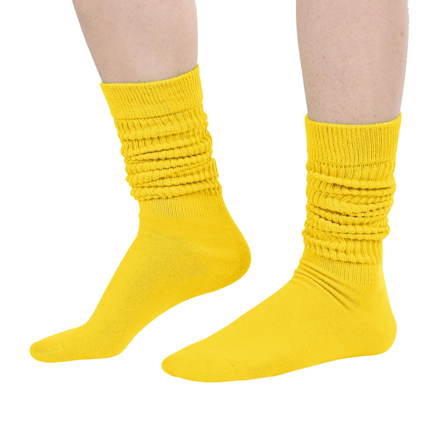 Zmart Slouch Socks for Women Girls - Scrunch Socks for Women Pack, Long High Tube High Socks White Black Tan Grey 4 Pairs - Image 4