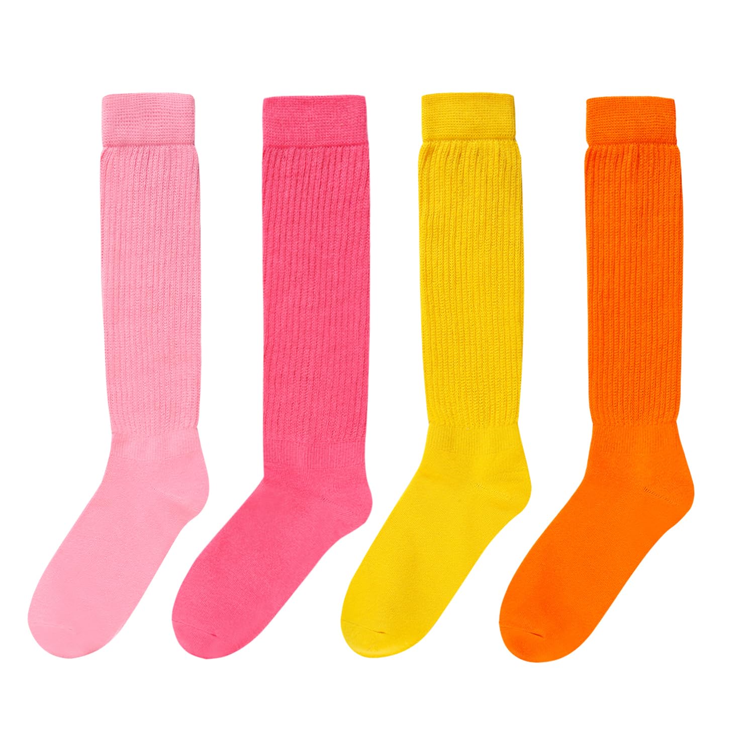 Zmart Slouch Socks for Women Girls - Scrunch Socks for Women Pack, Long High Tube High Socks White Black Tan Grey 4 Pairs - Image 3