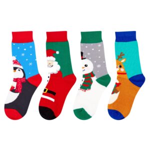 Alternative view of Christmas Gifts Stocking Socks for Kids - Secret Santa Socks Xmas Stocking Stuffers for Girls Boys, 4 Pack of Christmas Socks