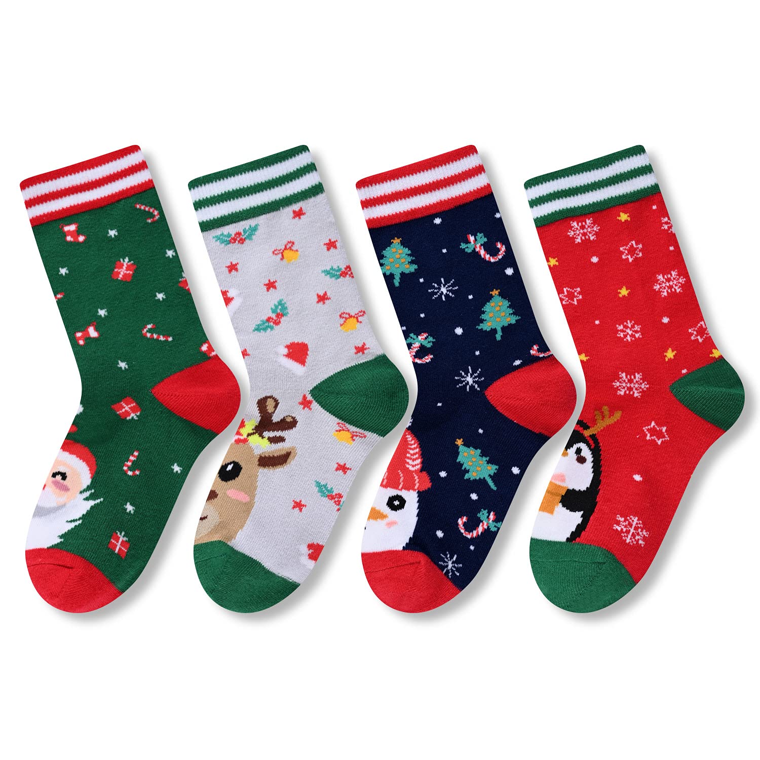 Christmas Gifts Stocking Socks For Girls Boys - Secret Santa Socks For Kids, Xmas Stocking 4 Pack - Image 2