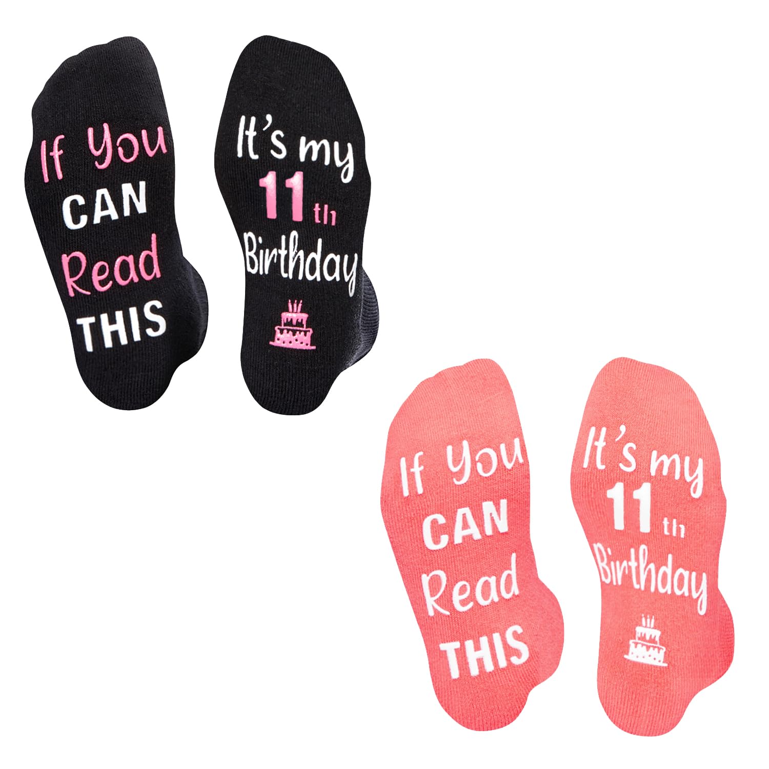 HAPPYPOP 11 Year Old Birthday Gifts Socks Ideas - Gifts for Eleven Year Olds in Gift Box, Presents for 11 Year Old Tween Girls Boys 2 Pack with Greeting Card - Image 2