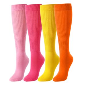 Alternative view of Zmart Slouch Socks for Women Girls - Scrunch Socks for Women Pack, Long High Tube High Socks White Black Tan Grey 4 Pairs