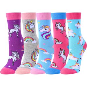 Alternative view of Animal Socks Pack for Girls - Llama Gifts Unicorn Gifts Corgi Socks Chicken Socks Kids 5 pairs 4-6 Years Old